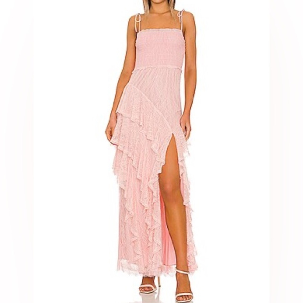 Alice + Olivia Jocelyn Ruffle Pink Midi Dress